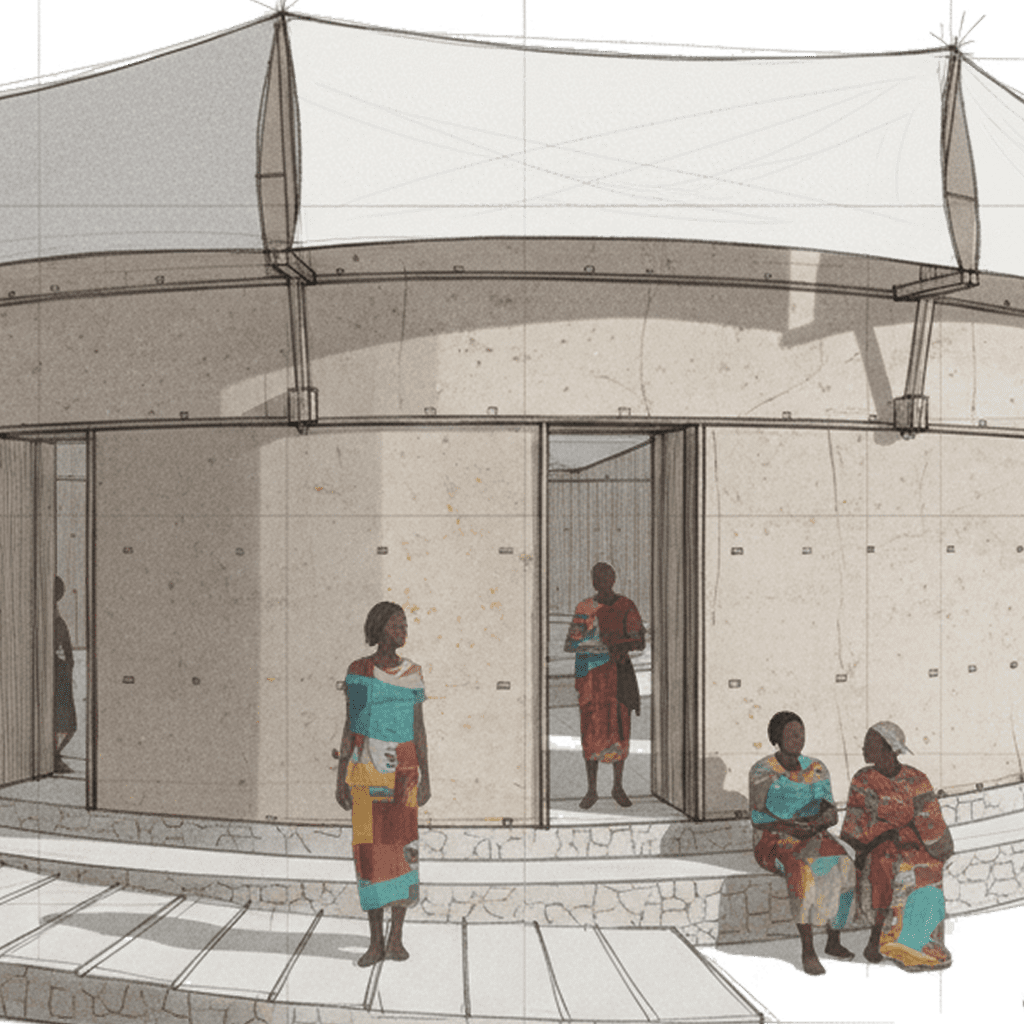 2020 - maison des femmes, équipement public - émancipation, genre, terre compactée, latérite, couverture textile, cylindrique - circulation et déplacements comme manifestation, preuve évolution, formation et d'une indépendance, égalité et inclusion des genres - émancipation, genre, terre compactée, latérite, couverture textile, cylindrique - circulation et déplacements comme manifestation, preuve évolution, formation et d'une indépendance, égalité et inclusion des genres