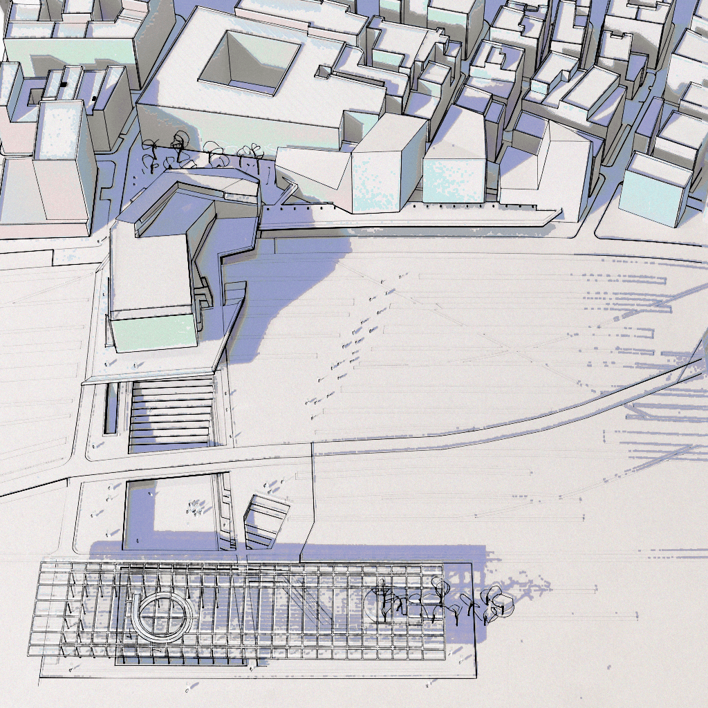 2017 - Requalification Urbaine entre Le Port et La Ville, interface poreuse - station ferries, médiathèque - porosité, infrastructure éducative, Composer avec les flux de la ville, espace public