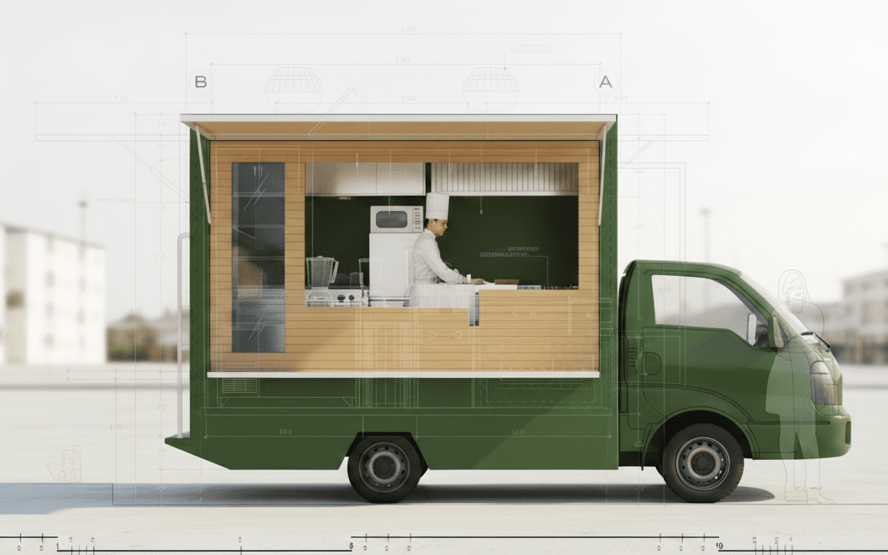 OBJET_ARCHITECTURE MOBILE - food truck autosuffisant 2015 - architecture mobile, food truck autosuffisant - culinaire, compact, acier inox, économie local, atelier