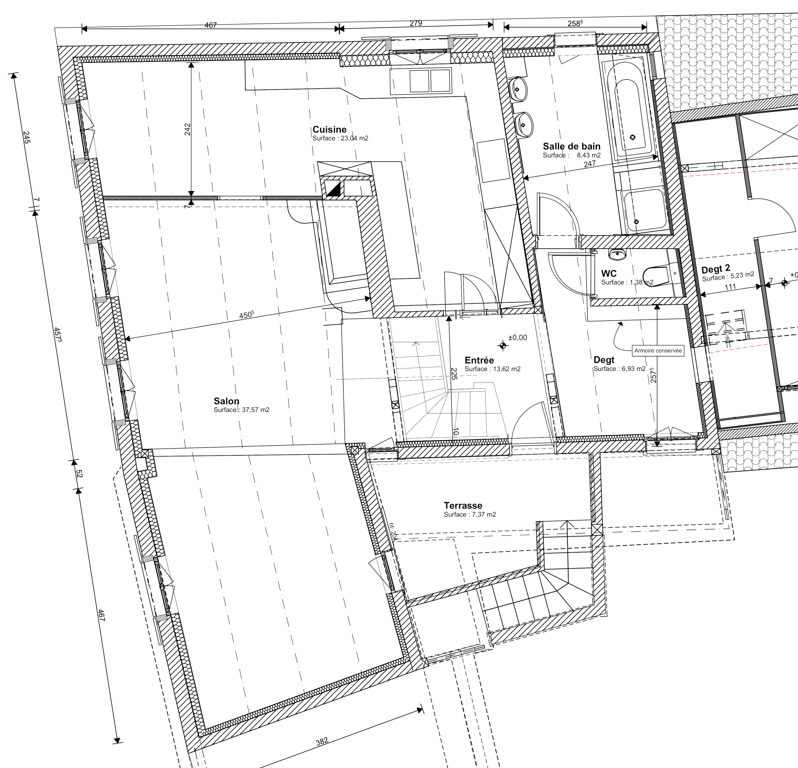 INDEX_Réhabilitation d'un logement situé dans un corps de ferme 2018_plan existant_réhabilitation d'un logement situé dans un corps de ferme