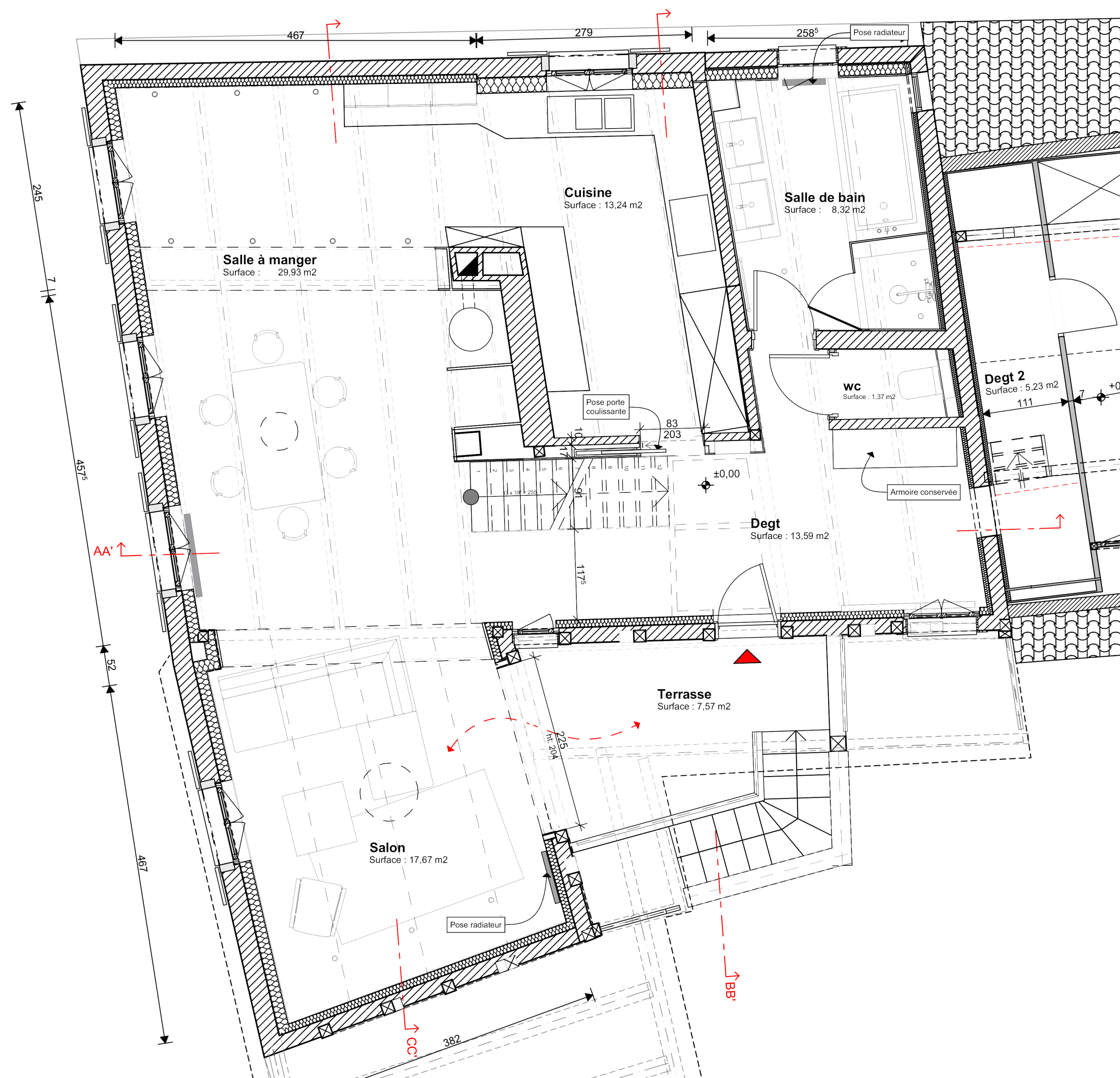 INDEX_Réhabilitation d'un logement situé dans un corps de ferme 2018_ plan projet réhabilitation d'un logement situé dans un corps de ferme