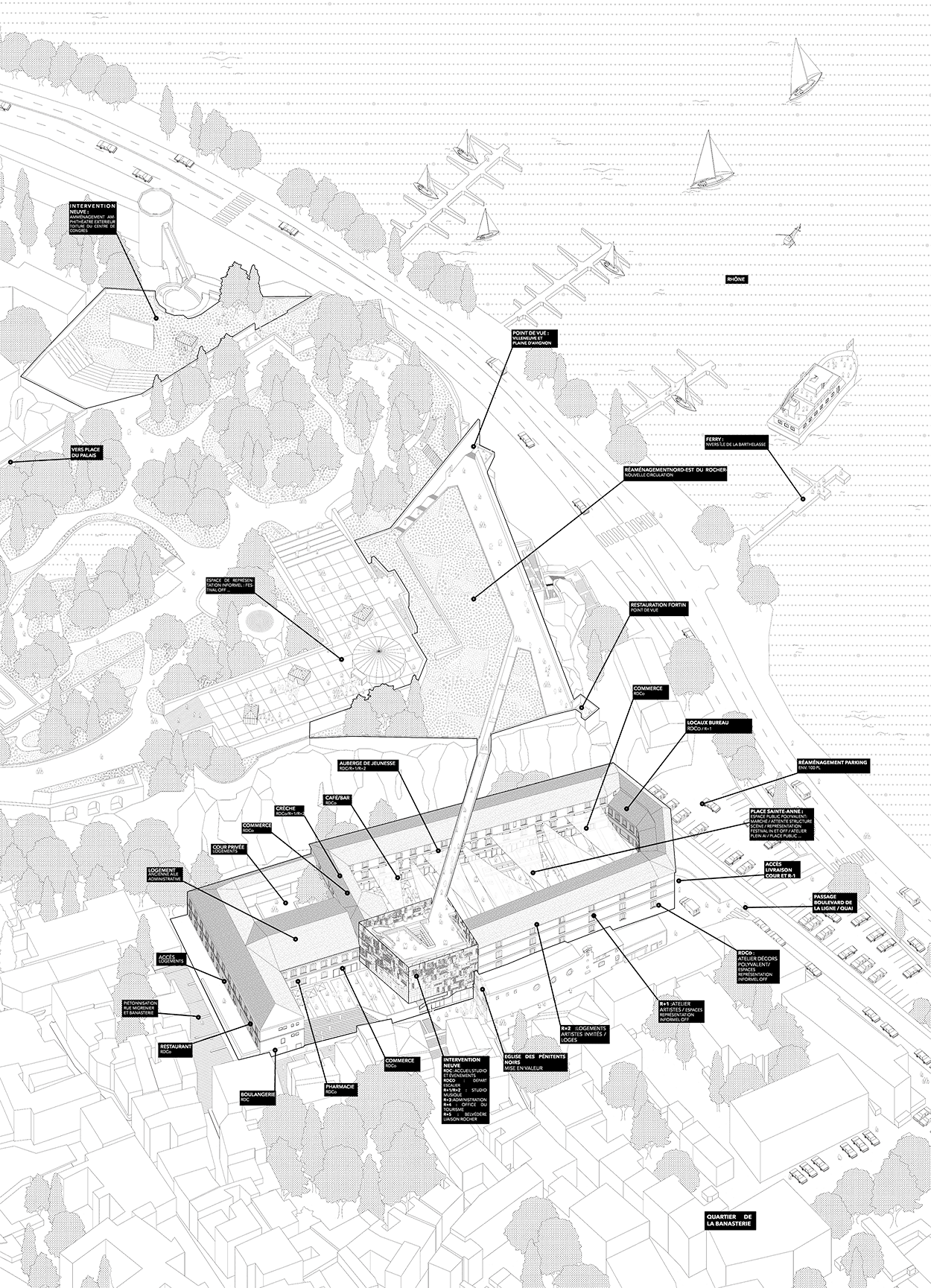 OBJETS_REHABILITATION - Quartier de la Banasterie Avignon - programme mixte 2017_concours _réhabilitation rénovation banasterie avignon programme mixte axo générale