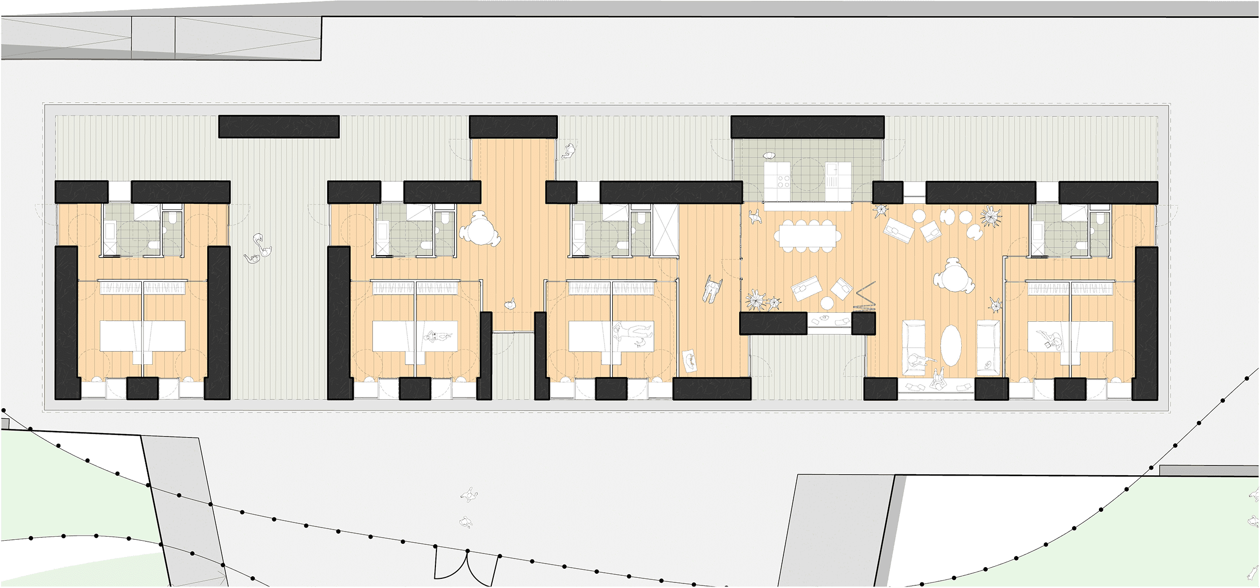 OBJETS_STRAW BALE PUZZLE - social house 2020 - straw bale puzzle, habitat social - paille porteuse, modulaire, évolutive, structure en bois, chaux, soins aux animaux comme activité d'inclusion sociale, production d'un potager et vente dans un contexte local