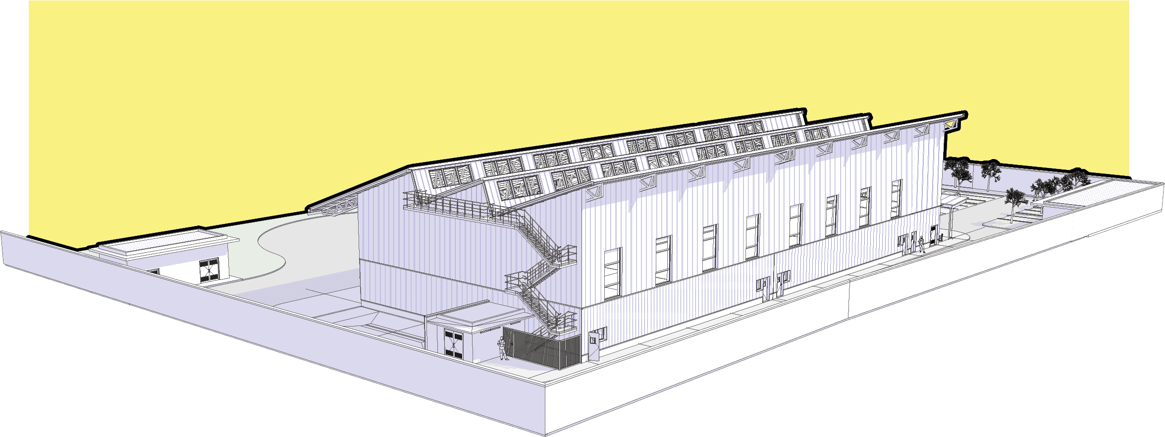 OBJETS_ATELIER BOIS - hangar d’entretien de machines forestières 2024 - atelier bois - hangar d’entretien de machines forestières - bureaux, panneaux photovoltaïques, bois comme structure, système de protection incendie, PMR, ERP