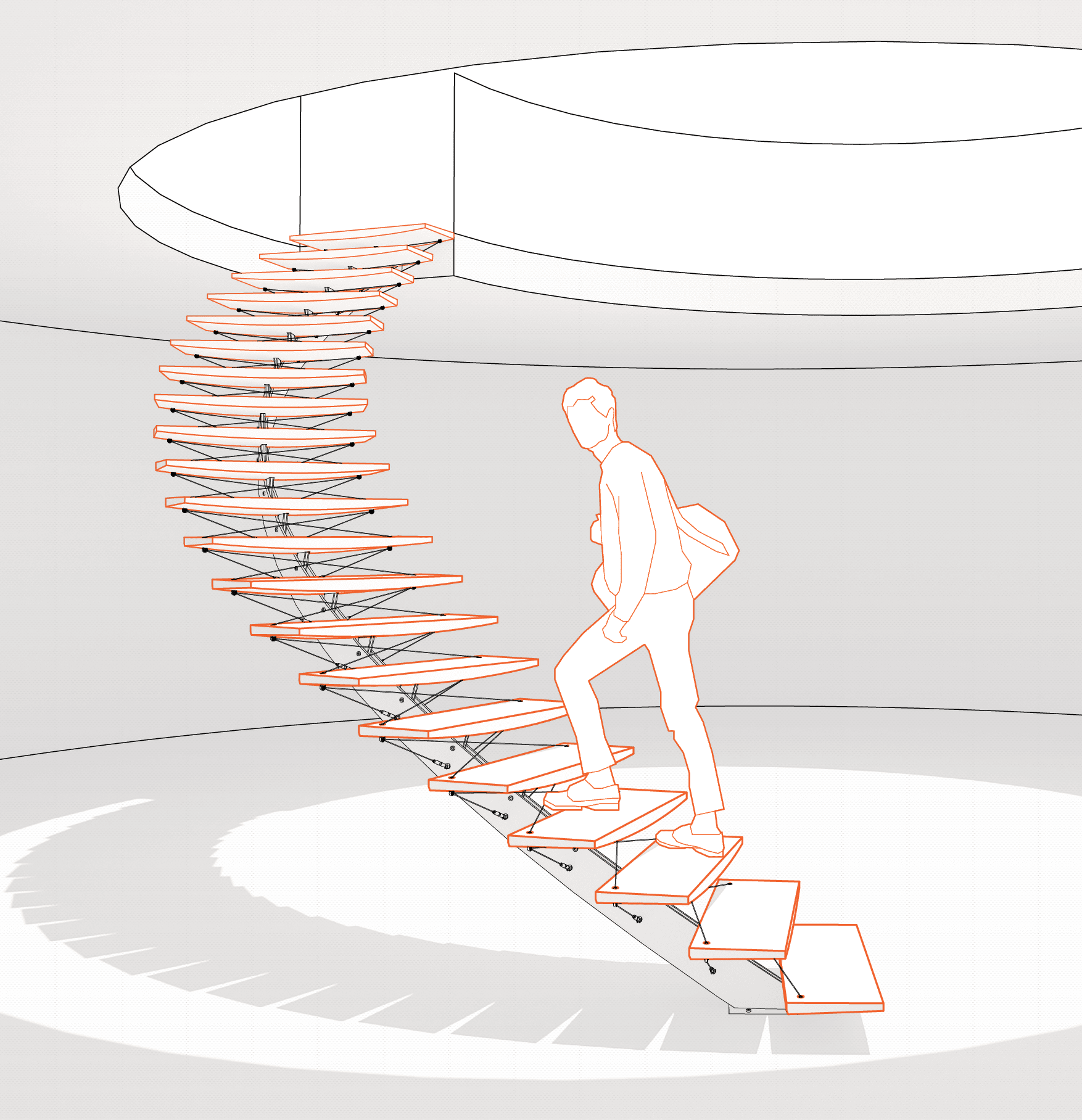 OBJETS_ESCALIER – circulation verticale adaptative 2019 - escalier circulation vertical adaptatif - limon central, béton, tirants acier, préfabriqué, adaptable, coopération efforts, effort conjoint, soutien mutuel, totalité structurelle