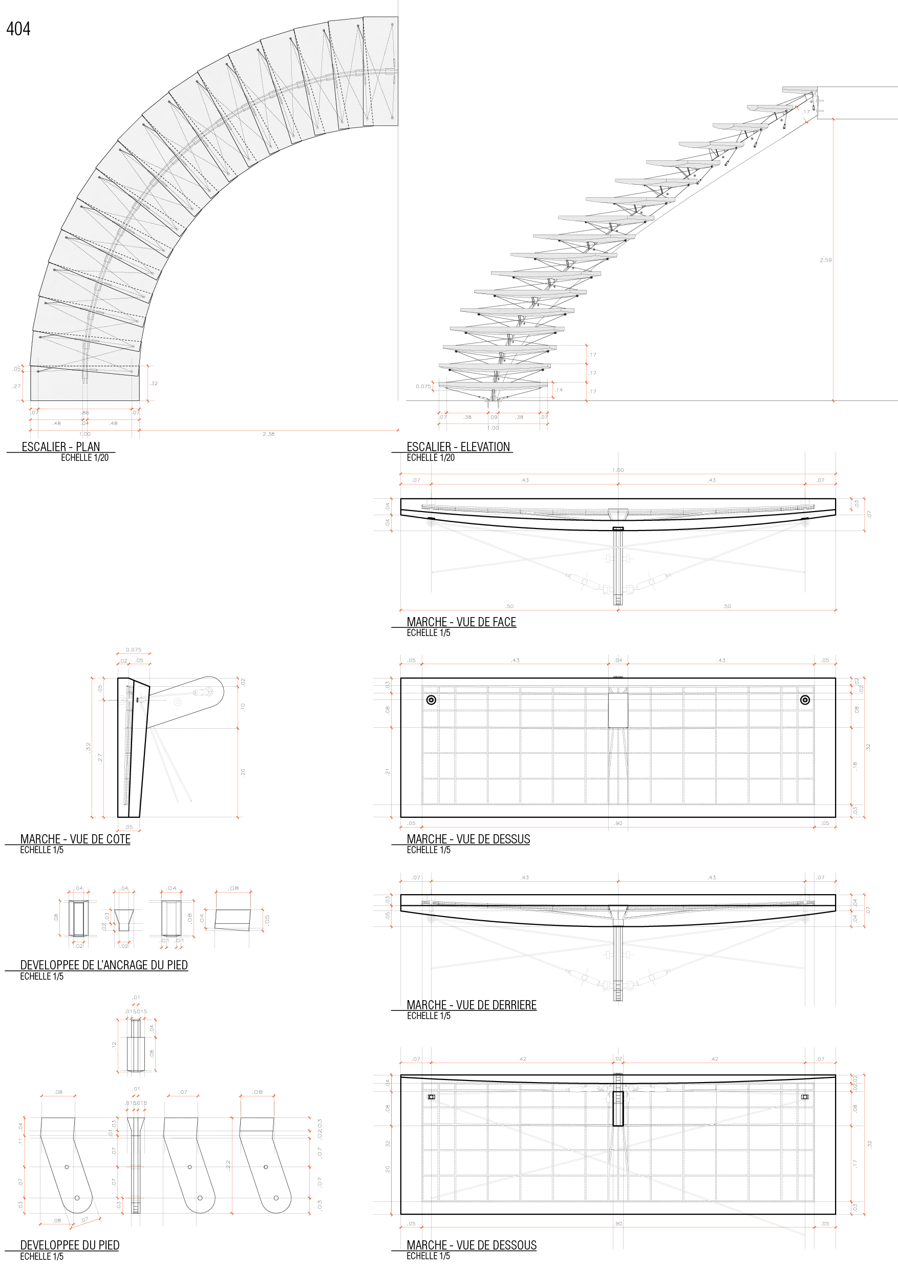 OBJETS_ESCALIER – circulation verticale adaptative 2019 - escalier circulation vertical adaptatif - limon central, béton, tirants acier, préfabriqué, adaptable, coopération efforts, effort conjoint, soutien mutuel, totalité structurelle